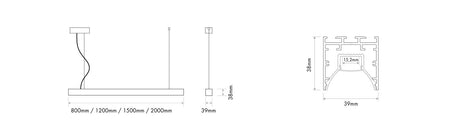 Luminaria lineal LED colgante Ilutrek Space UGR