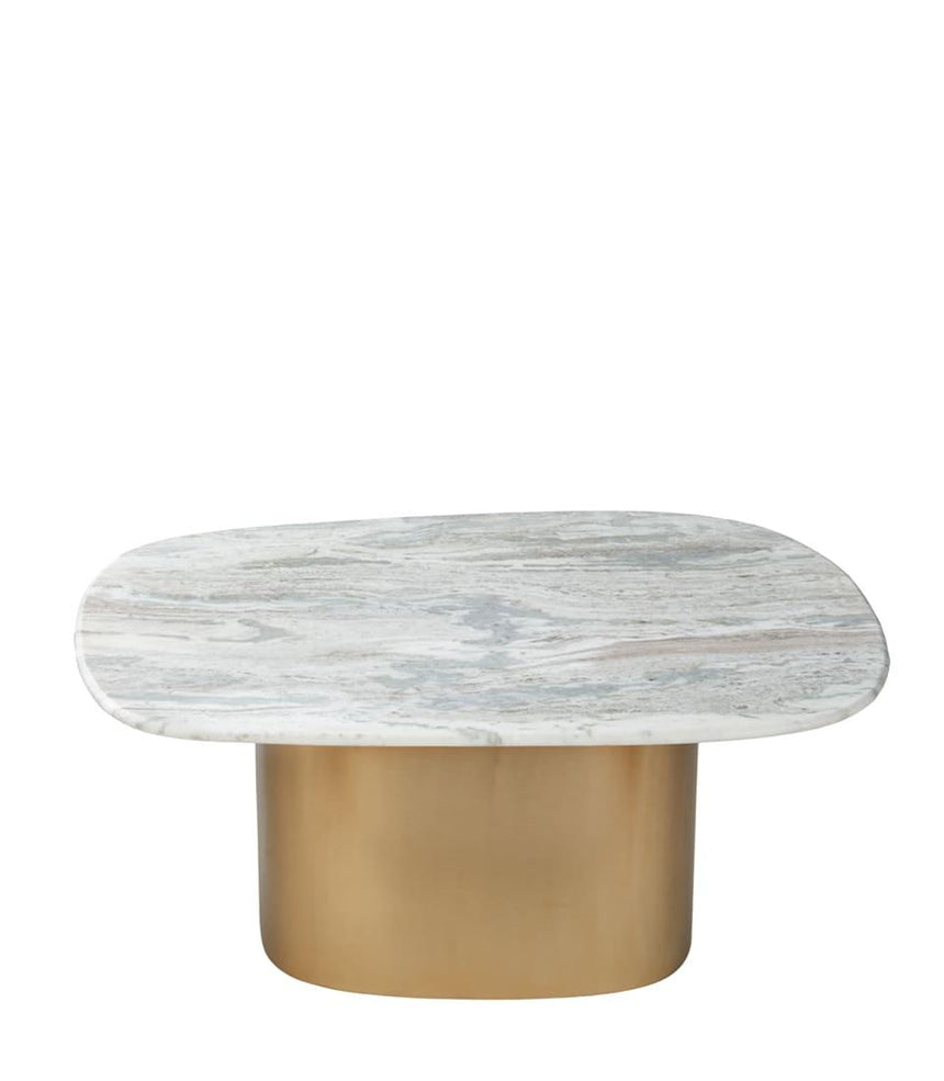 Mesa de centro grande mármol y dorado latón 56x60x36cm 1J205-1