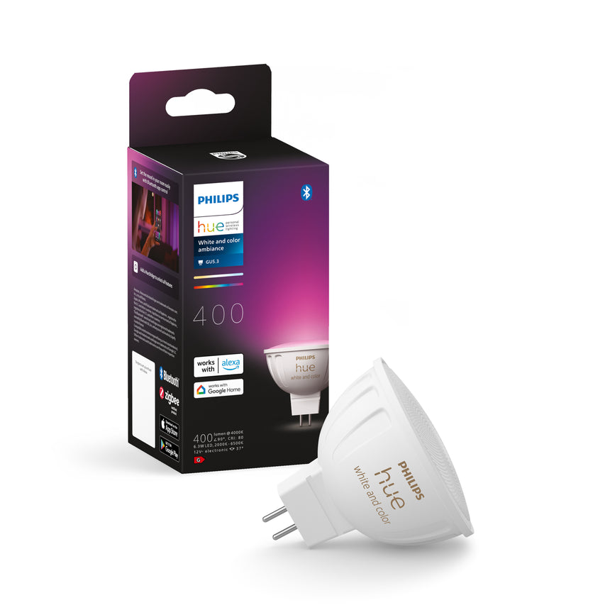 Philips Hue White and Color Ambiance Bombilla dicroica RGBW MR16 6,3W 400lm 8719514491403