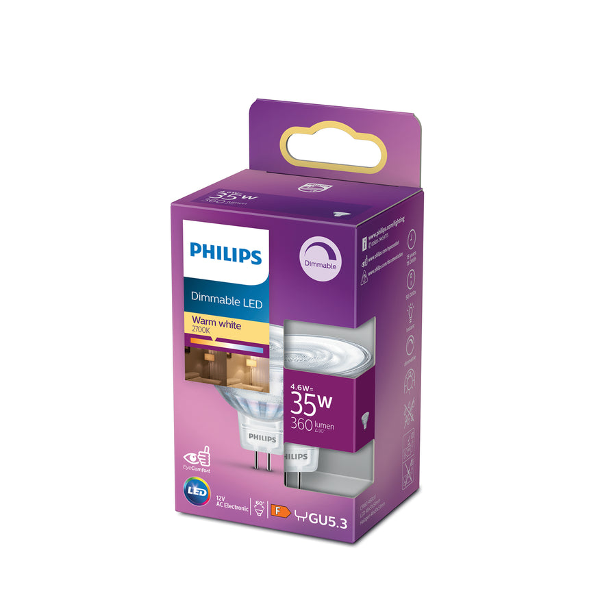 Bombilla LED Dicroica Philips 35W MR16 2700K 360lm 307162