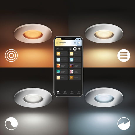 Philips Hue Empotrable Adore cromo White Ambiance 4,2W IP44 400lm (3 uds) 8720169318014 - imagen 5