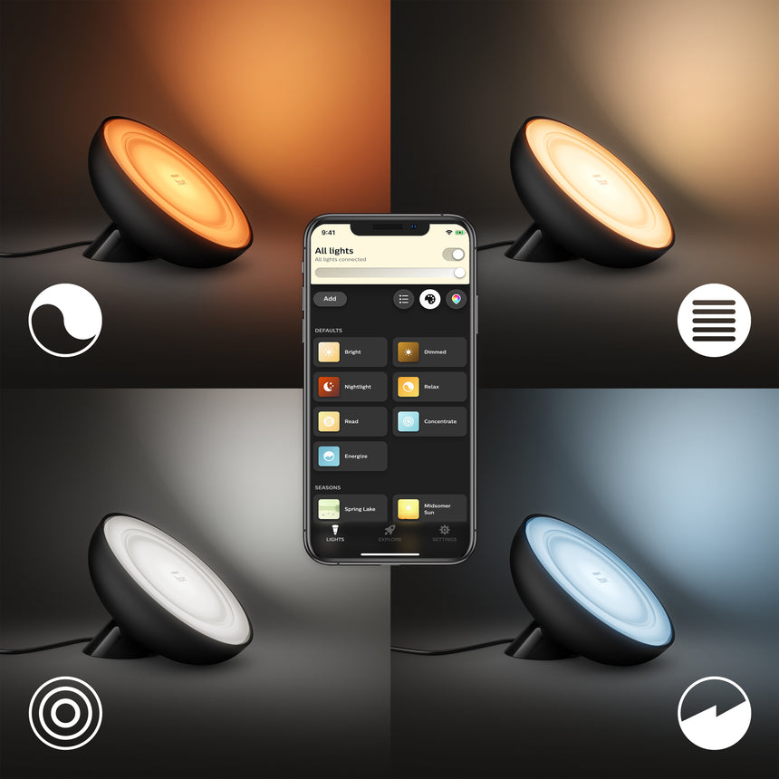 Philips Hue White and Color Ambiance Lámpara de mesa Bloom negro RGBW 7W 500lm 77112600 - imagen 5