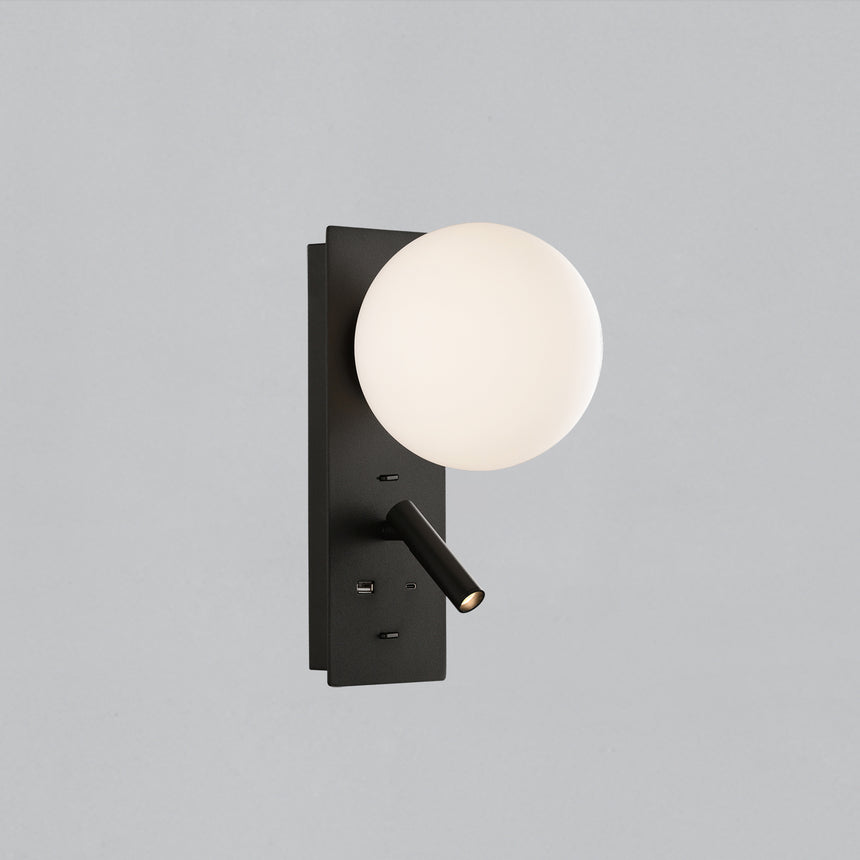 Lámpara de pared aplique ACB Kin negro Texturado/Opal A8169291N