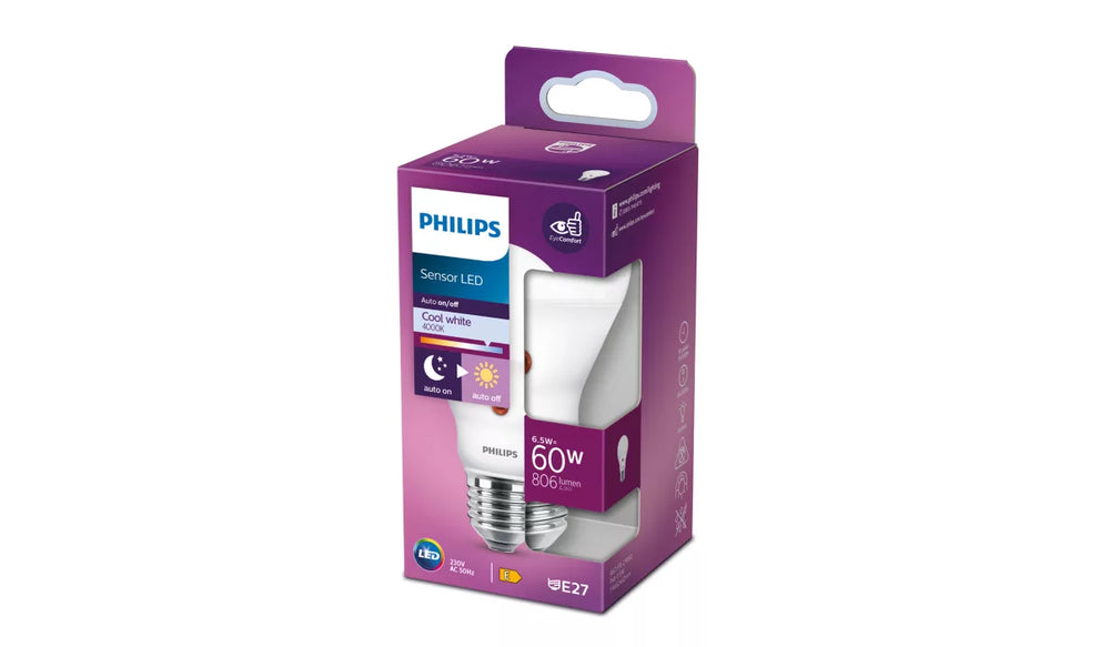 Philips Bombilla LED estándar 6,5W 4000K crepuscular sensor 782719