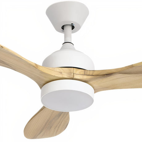 Ventilador de techo LedsC4 Calar blanco madera clara motor DC Ø107cm VE-0016-BLA