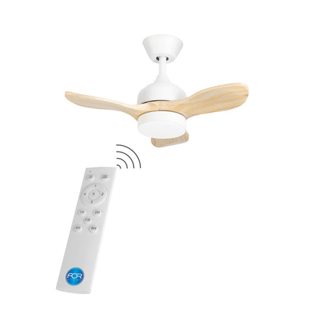 Ventilador de techo LedsC4 Calar blanco madera clara motor DC Ø75cm VE-0022-BLA