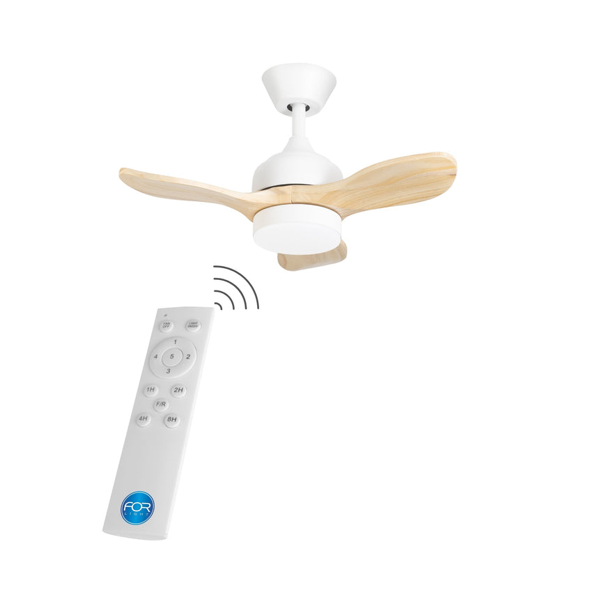 Ventilador de techo LedsC4 Calar blanco madera clara motor DC Ø75cm VE-0022-BLA