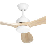 Ventilador de techo LedsC4 Calar blanco madera clara motor DC Ø132cm VE-0023-BLA para salón y dormitorio