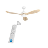 Ventilador de techo LedsC4 Calar blanco madera clara motor DC Ø132cm VE-0023-BLA para salón y dormitorio