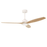 Ventilador de techo LedsC4 Stem Evo tube blanco con palas de madera clara motor DC Ø132cm VE-0097-BFC — vista 1
