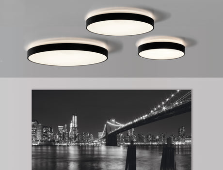 ACB Lisboa Plafón 3851/60 Negro Texturado, LED 60W 4000K 5490lm + 8W 4000K 735lm, CRI90 CL.I, LED integrado, Casambi