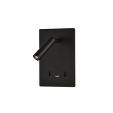 ACB Manat Aplique 16/3568 Negro Texturado, LED 12W 3000K 970lm + 3W 3000K 285lm, CRI90 , Dos interruptores, Orientable, Con USB, CON USBC A3568001N