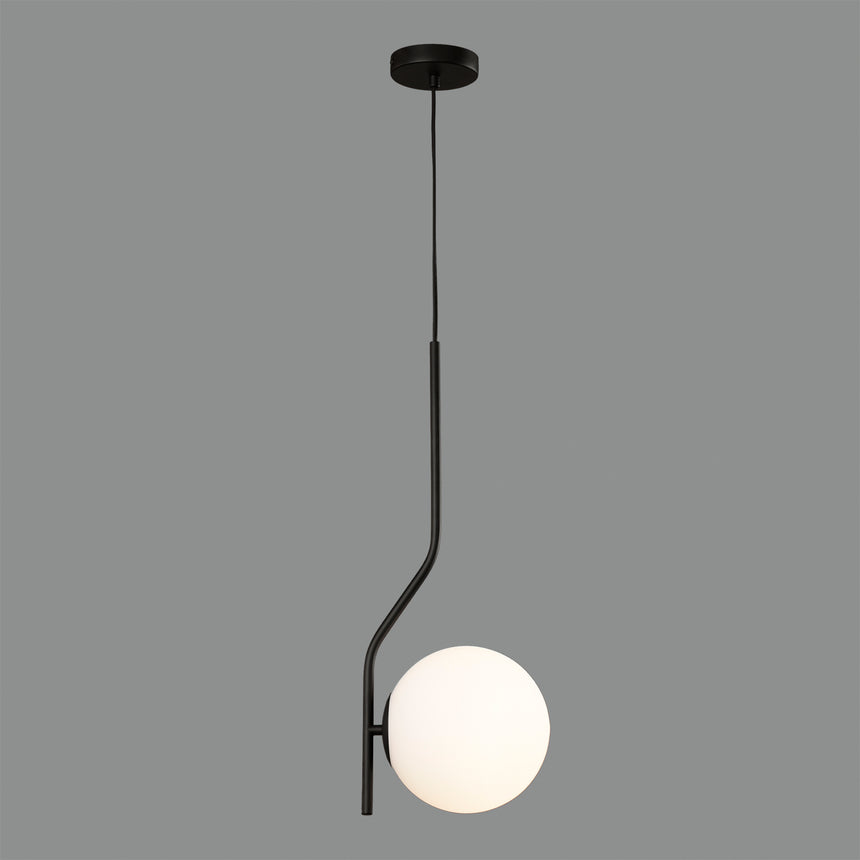 ACB Maui Lámpara de techo colgante 8163/1 Opal/Negro Mate, LED E27 15W, , (E27 max. Ø45 mm) C81631N