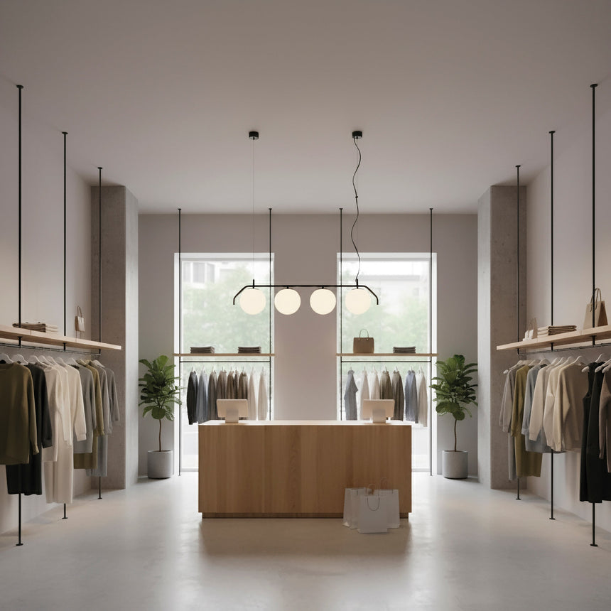 Lámpara de techo colgante ACB Maui 4 luces negro mate tulipas opal arenado Ø18cm LED E27
