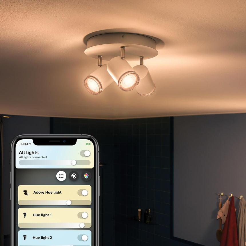 Philips Hue Foco 3 luces Adore blanco White Ambiance 5W 6500K IP44 871951434091600 350lm