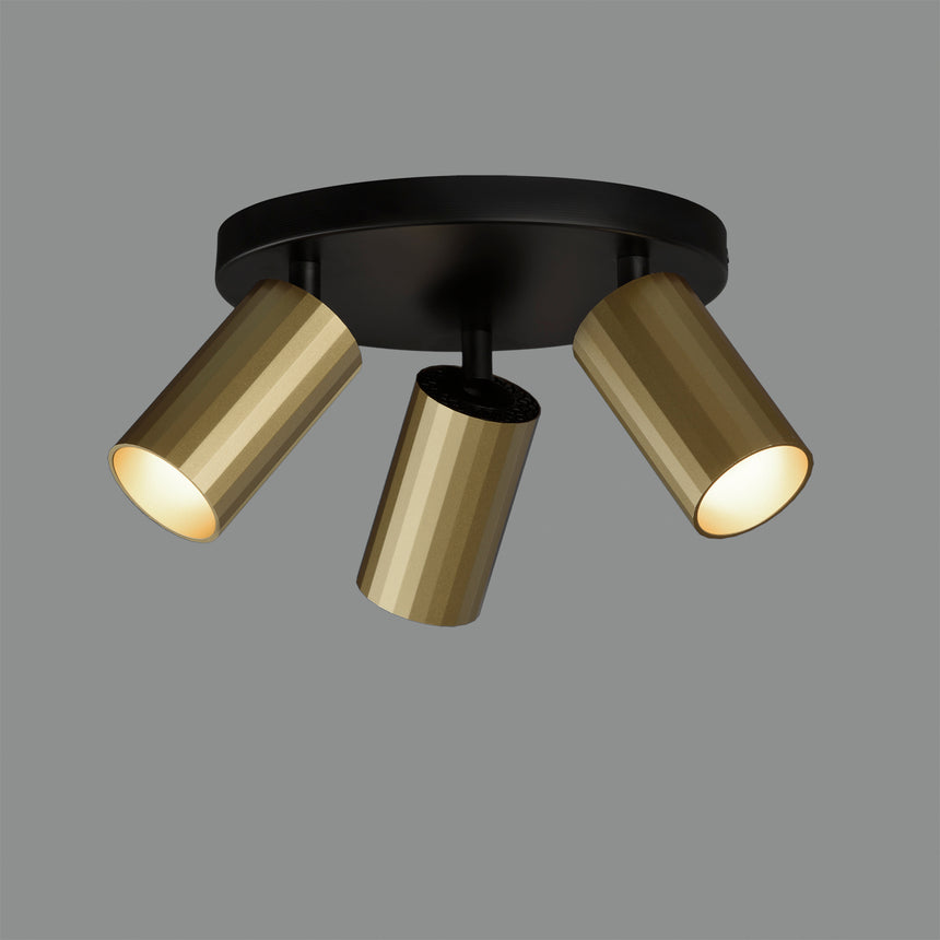 ACB Modrian Plafón 3951/P3 Negro/Oro Técnico, LED GU10 3x8W, , Orientable P3951280O