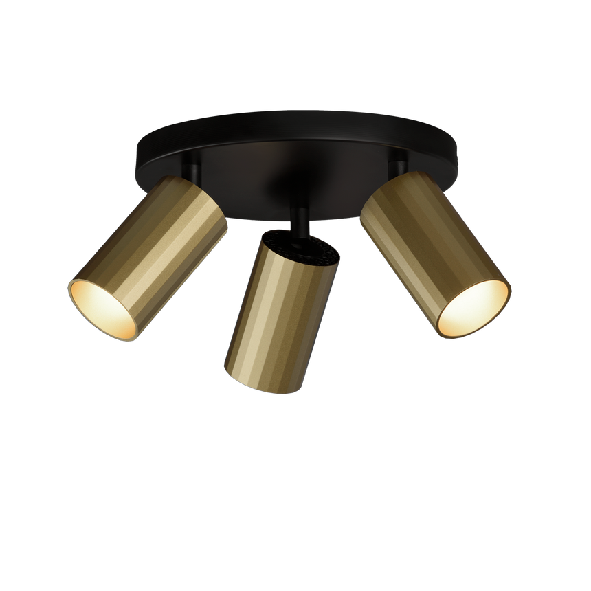 ACB Modrian Plafón 3951/P3 Negro/Oro Técnico, LED GU10 3x8W, , Orientable P3951280O