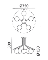 MDC Ronda 5-light ceiling light with opal ball, matte brass 577666101