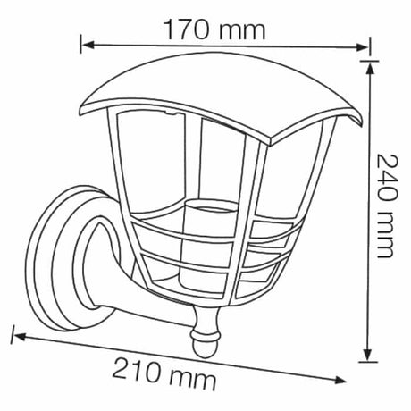 Esquema de medidas NAR-1: 17 cm de ancho, 24 cm de alto y 21 cm de profundidad