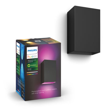 Philips Hue White and Color Ambiance Aplique de pared Resonate negro RGBW 16W IP44 1746430P7