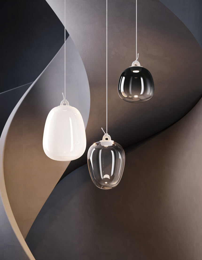 Lodes Lámpara colgante Oblò pequeña blanco seda LED 2700K 21811-1327
