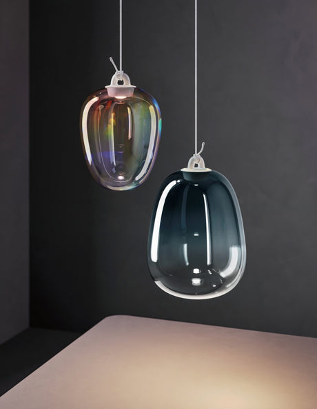 Lodes Lámpara colgante Oblò grande blanco seda LED 3000K 21813-1330