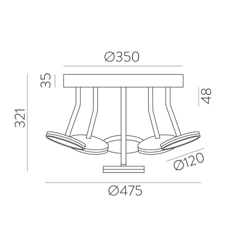 Plafón de techo ACB Corvus negro texturado Ø47cm regulable P3945000NDT - imagen 3