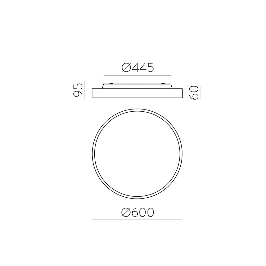 ACB Roma Plafón 3974/60 Negro Texturado, LED 65W 6000lm + 9W 760lm, CRI90 CL.I, LED integrado, Difusor Microprismatico, Kelvin 2700K-3000K Slide Switch, Casambi