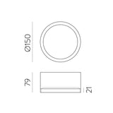 ACB Tech Plafón 3987/15 Negro Texturado, LED 18W 3000K 2200lm, CRI90 IP44, LED integrado, Difusor Microprismatico P3987100N