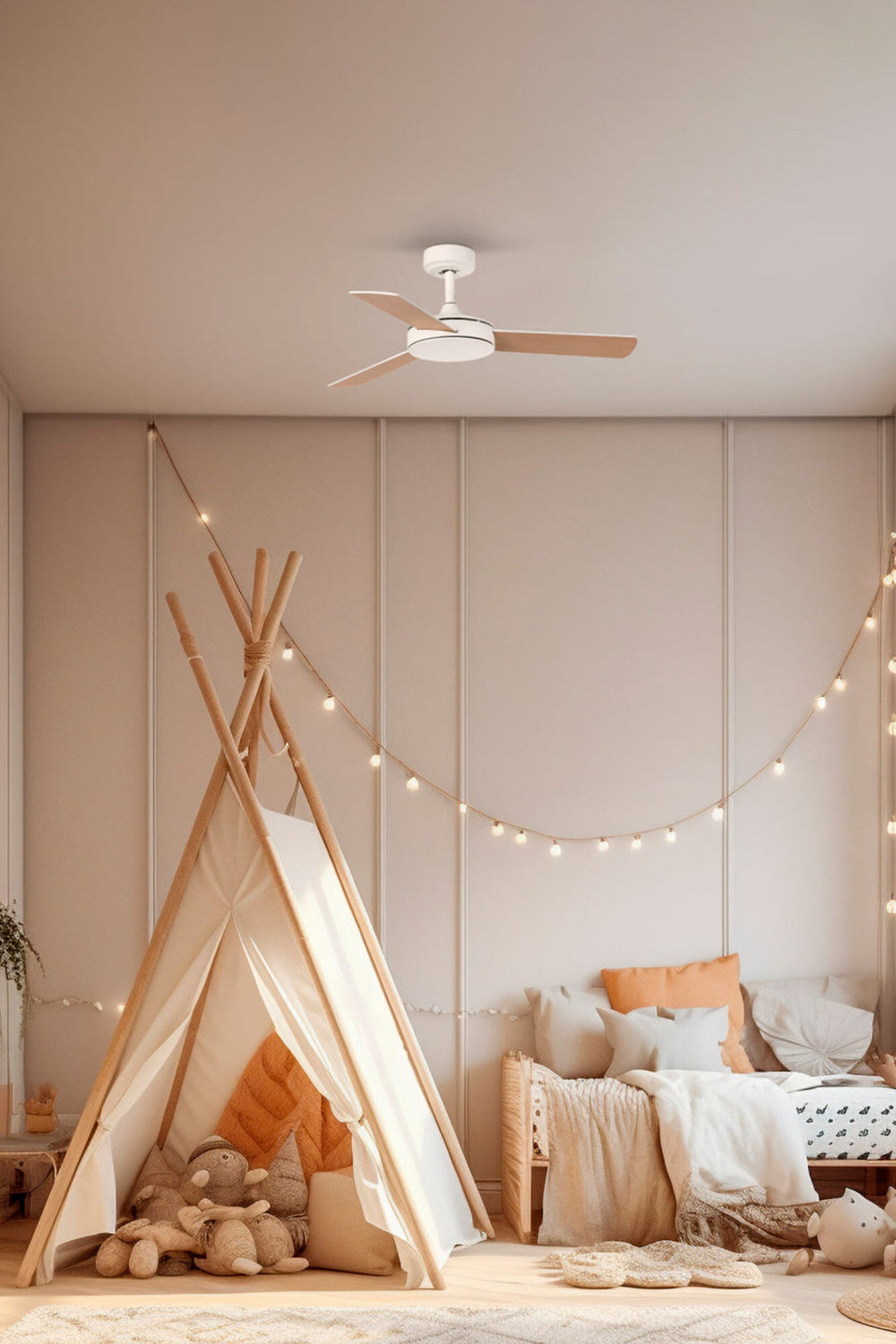 Faro MINI MALLORCA S Ventilador blanco/arce 33603DC