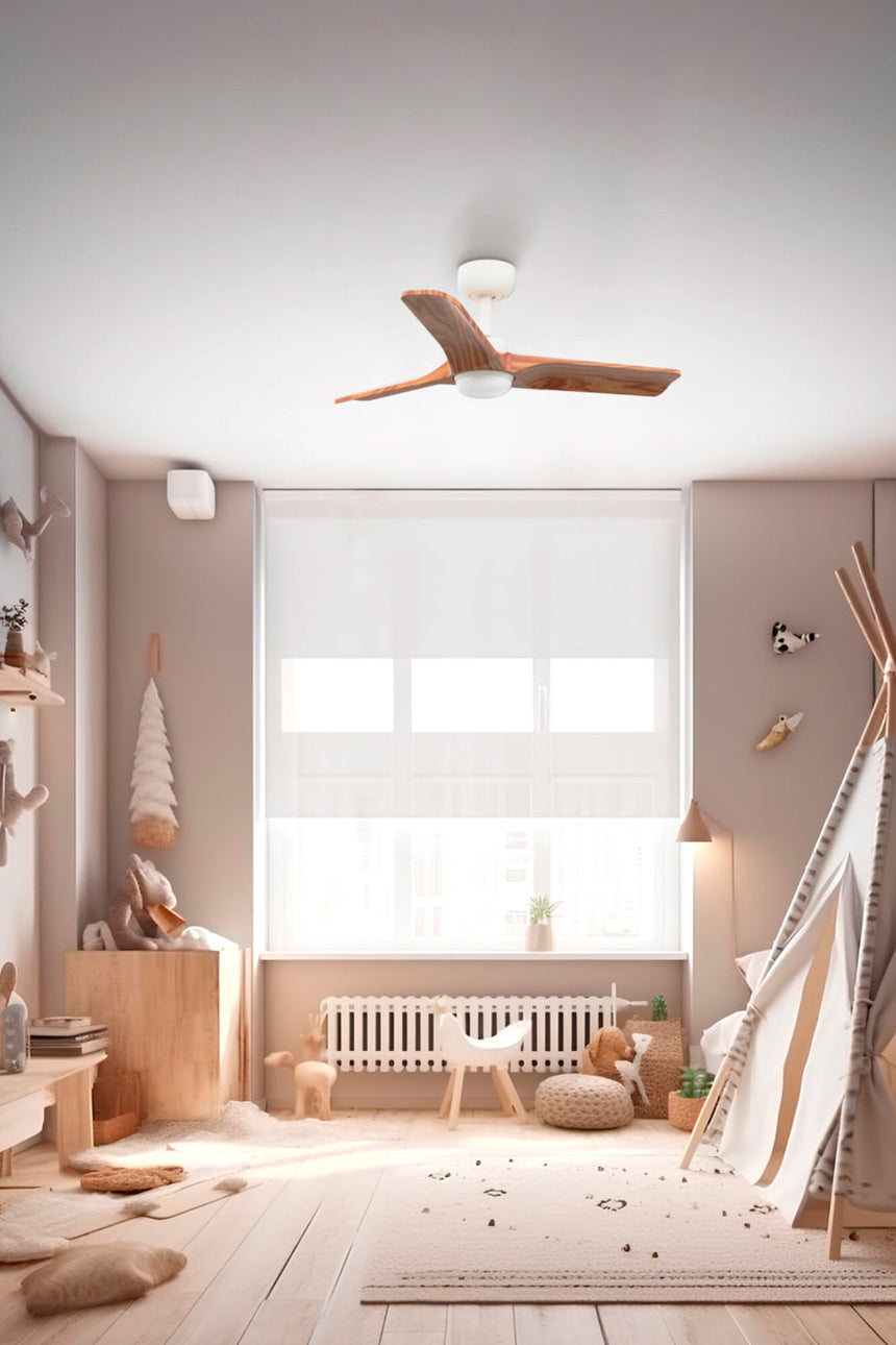 Faro HEYWOOD S Ventilador de techo LED CCT mando madera 33805-1TW
