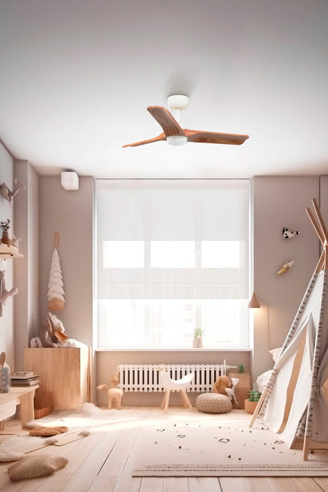 Ventilador de techo con luz Faro Heywood motor DC palas de madera LED pino 2700-6000K CCT Ø90cm 3 33805-1TW - vista alternativa