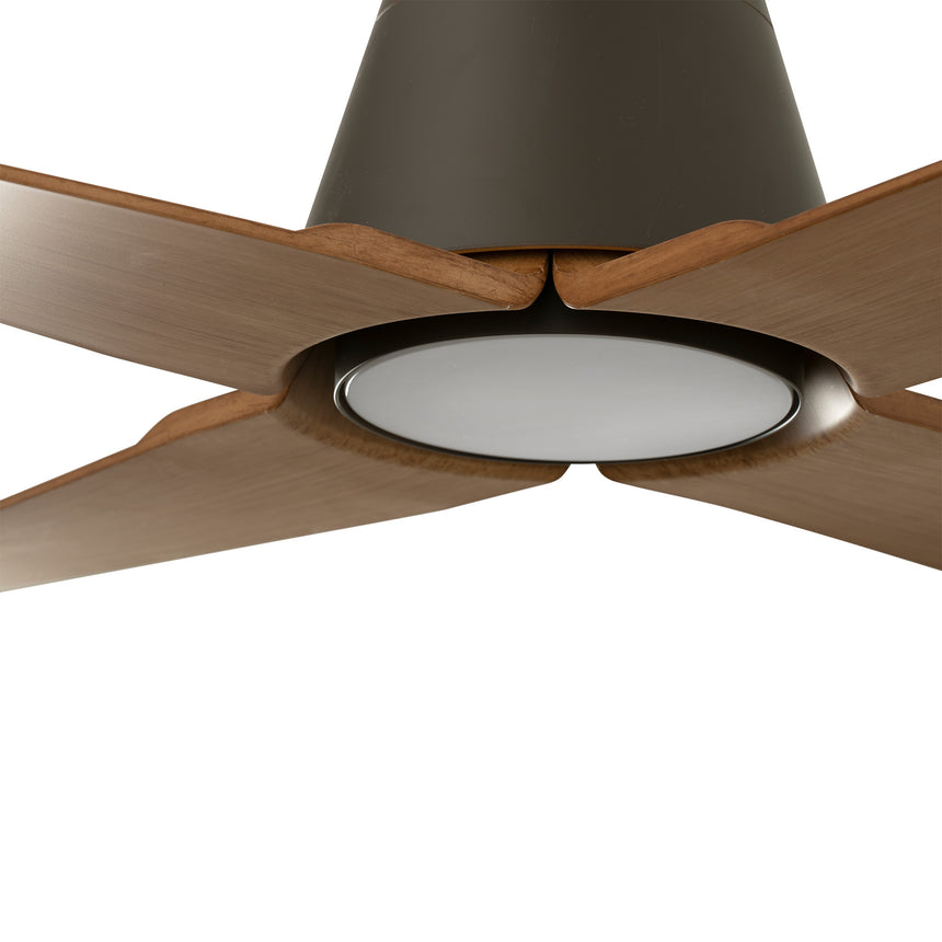Faro TYPHOON M LED Ventilador marrón/madera 34106-130
