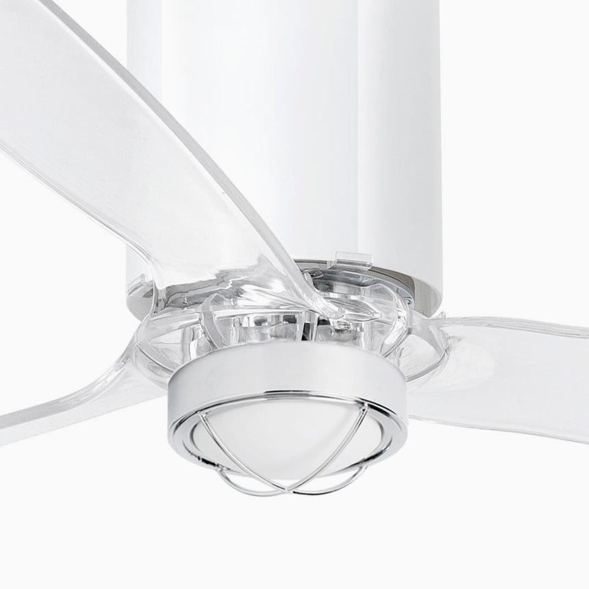 Faro Mini Tube Fan Ventilador con luz transparente cuerpo acero difusor cristal 32038-9