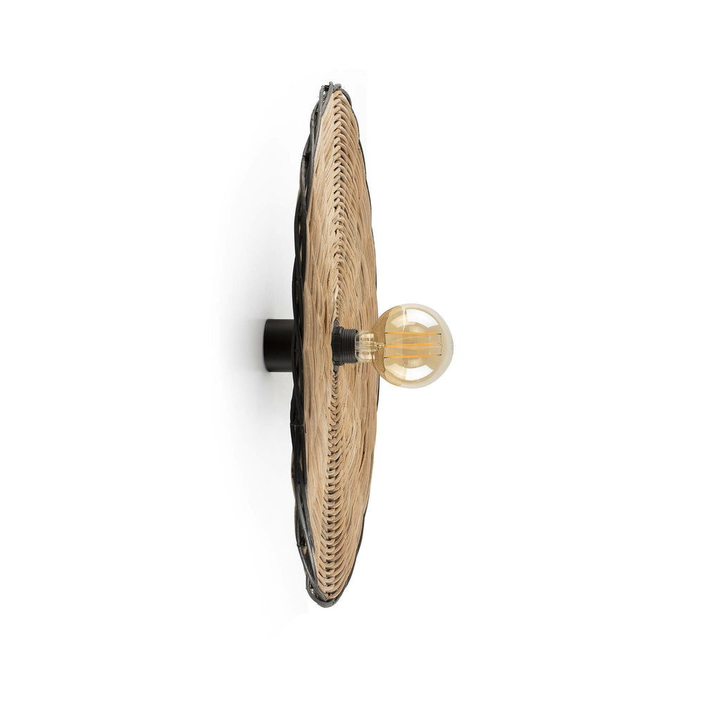 Faro COSTAS 600 H70 Lámpara aplique/plafón negra/ratán 62173-69