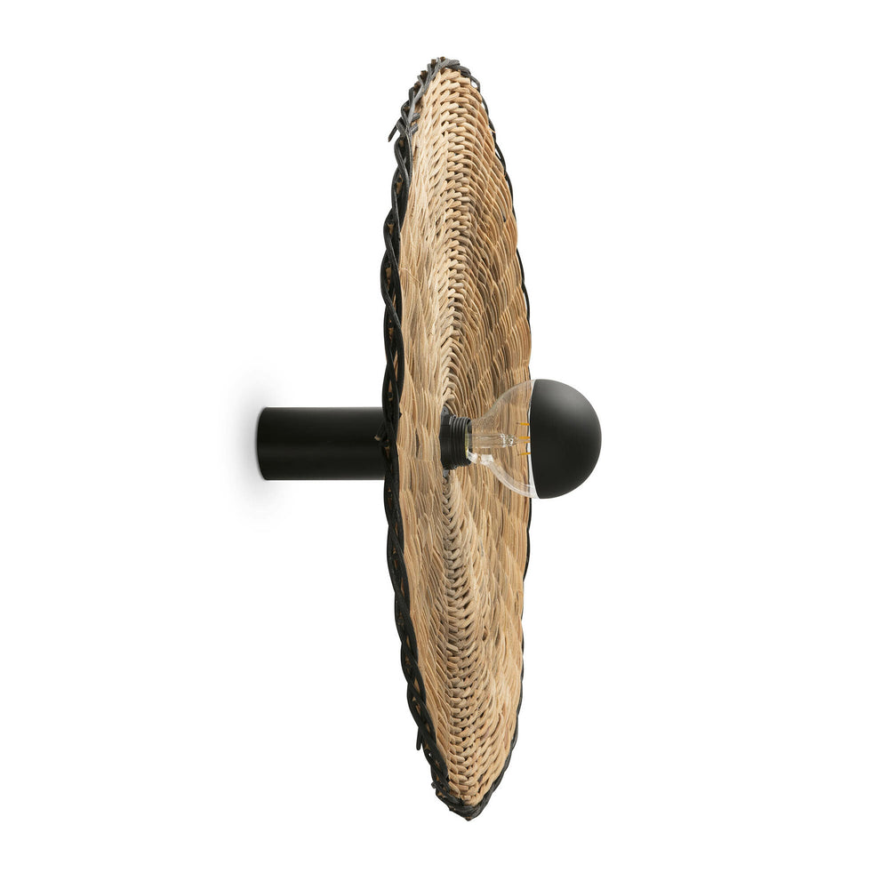 Faro COSTAS 600 H140 Lámpara aplique/plafón negra/ratán 62174-69