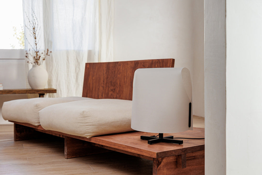 Faro LUANG M Lámpara sobremesa negra/beige 23002-57