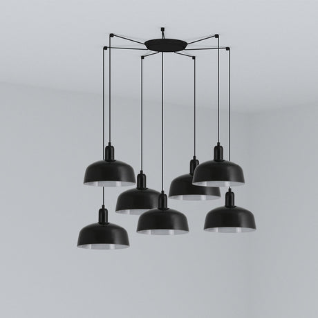 Lámpara de techo colgante Faro Tatawin M cristal 7 luces E27 negro — ref. 20340-120-7L (1)