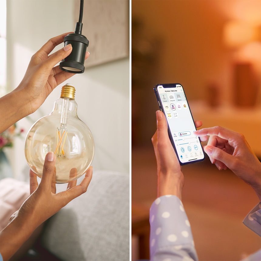 Bombilla de filamento Philips WiZ ámbar G125 7W E27 640lm 372122