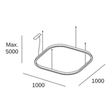 Lámpara de techo colgante LedsC4 Geometric Square Surface 1000x1000mm grande QS4Z-00V9AZDU05 — plano técnico con dimensiones