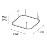 Lámpara de techo colgante LedsC4 Geometric Square Mini 1600x1600mm grande LED QS6X-00V9AZDU05 — plano técnico con dimensiones