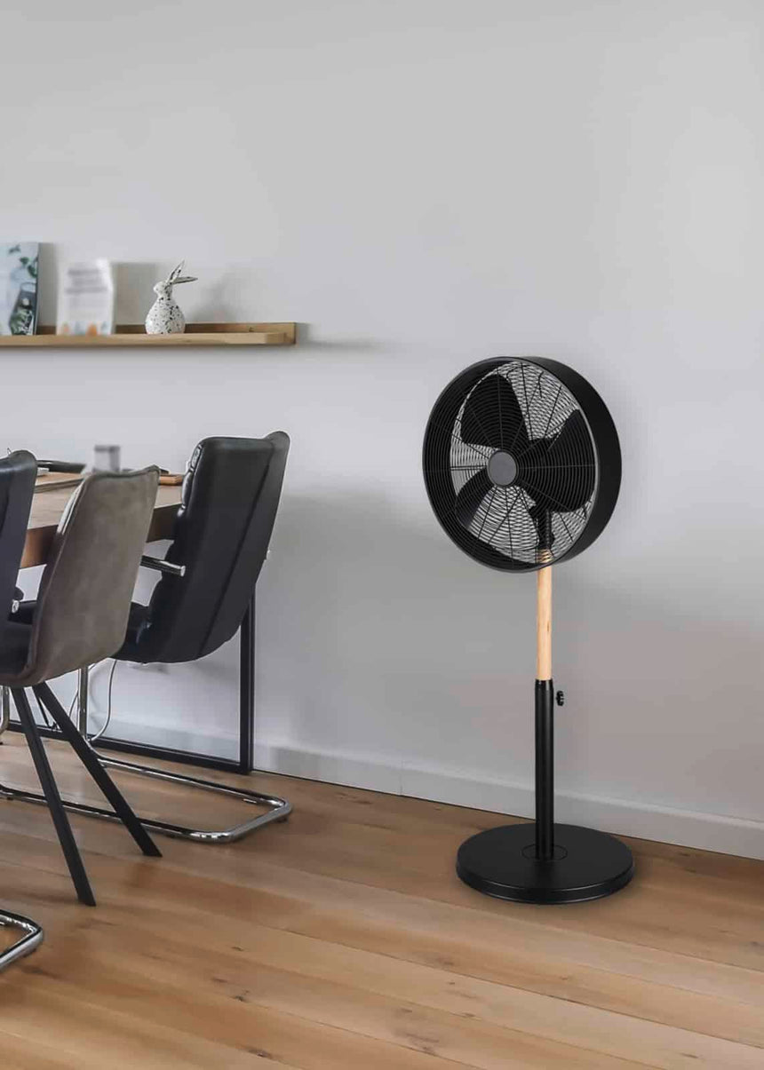 Trio Viking Ventilador de pie metal estera negra R034-32