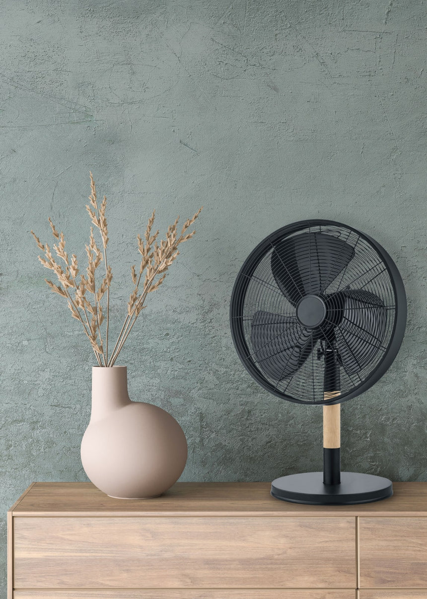 Trio Viking Ventilador de pie metal estera negra R035-32