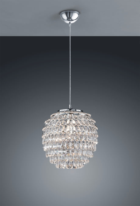 Lámpara de techo colgante Trio Petty LED cromo 2700K 160cm R30451906