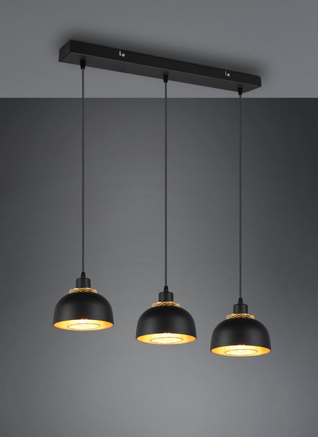 Lámpara de techo colgante Trio Punch LED negro mate 2700K 150cm R30813032