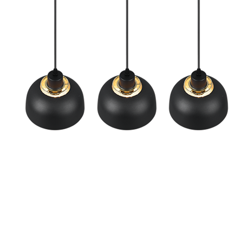 Lámpara de techo colgante Trio Punch LED negro mate 2700K 150cm R30813032