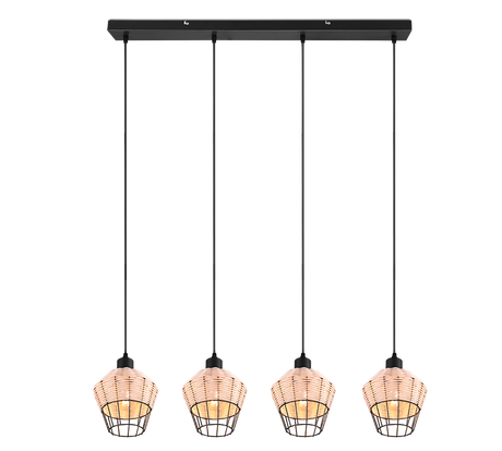 Lámpara de techo colgante Trio Borka 4 luces natural 150cm R31264036