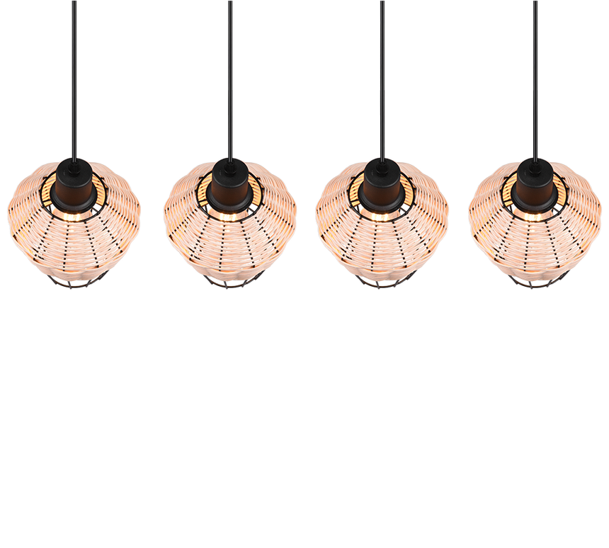 Lámpara de techo colgante Trio Borka 4 luces natural 150cm R31264036