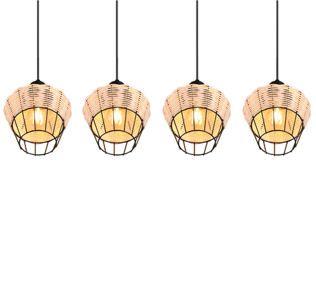 Lámpara de techo colgante Trio Borka 4 luces natural 150cm R31264036