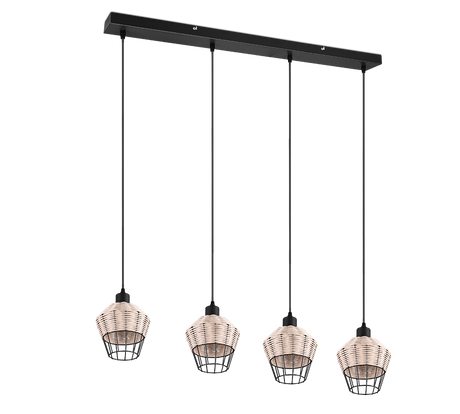 Lámpara de techo colgante Trio Borka 4 luces natural 150cm R31264036